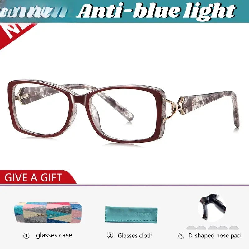 Women's Square Full Rim Titanium Prescription Glasses 313201 — view 3 | Rx Spectacle