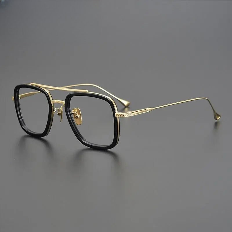 Unisex Square Full Rim Titanium Double Bridge Prescription Glasses Gxyj937 — view 3 | Rx Spectacle