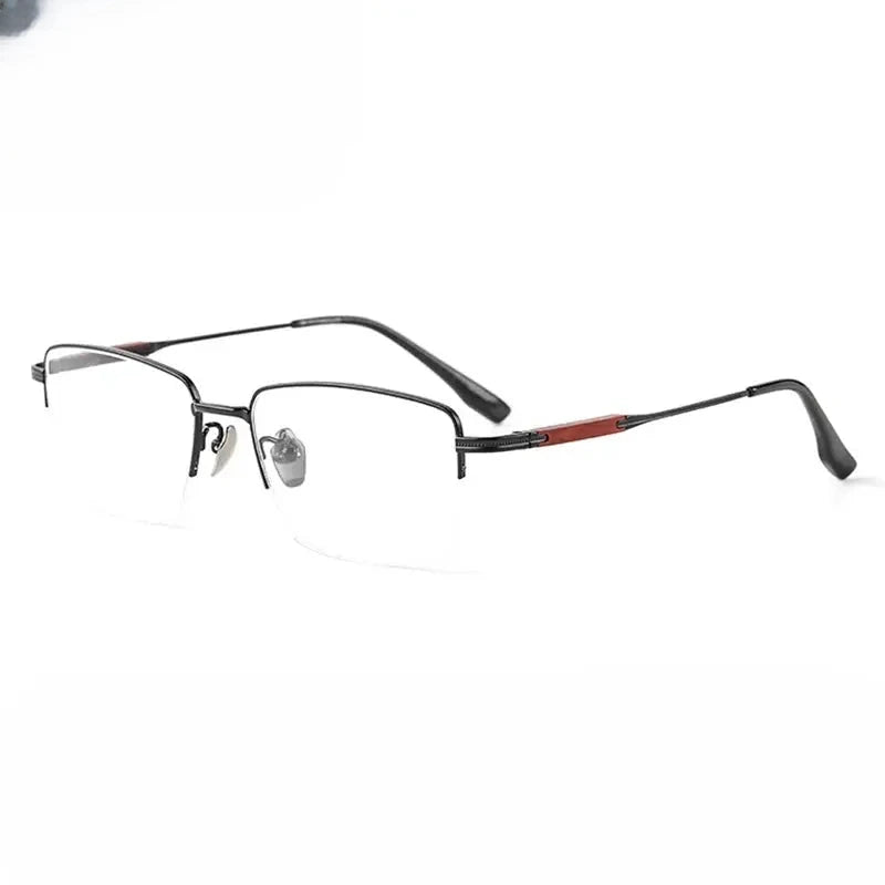 Men's Square Semi-Rimless Titanium Prescription Glasses 401605 — view 5 | Rx Spectacle