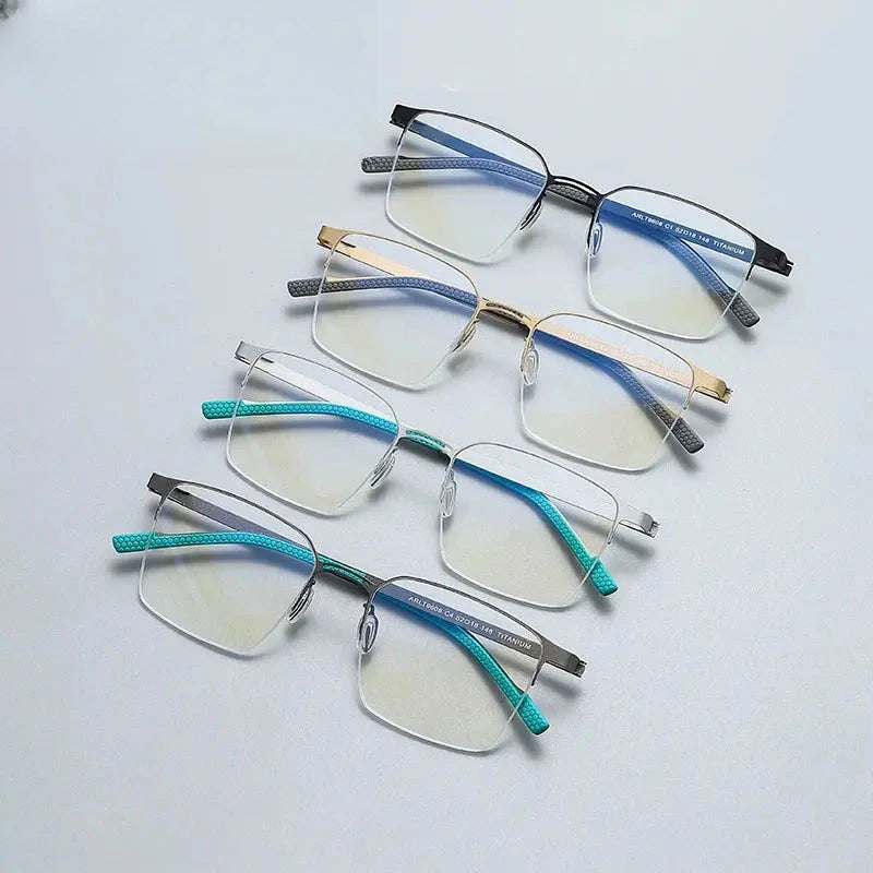 Unisex Square Semi-Rimless Titanium Prescription Glasses Gxyj1153 — view 5 | Rx Spectacle