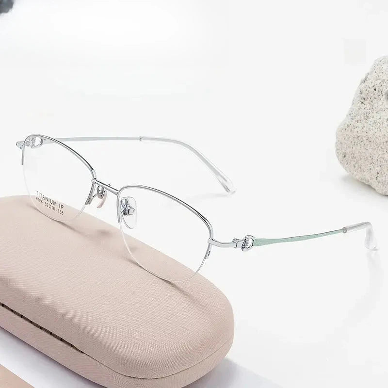 Women's Square Semi-Rimless Alloy Prescription Glasses 98106 — view 1 | Rx Spectacle