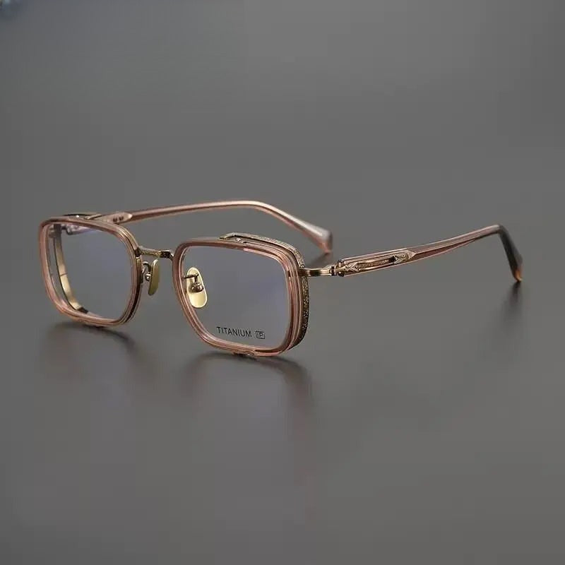 Unisex Square Full Rim Titanium Prescription Glasses Gxyj1023 — view 2 | Rx Spectacle