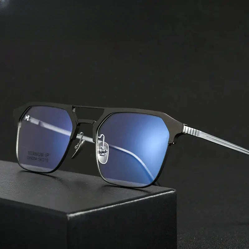 Men's Square Full Rim Titanium Prescription Glasses 920411 — view 1 | Rx Spectacle