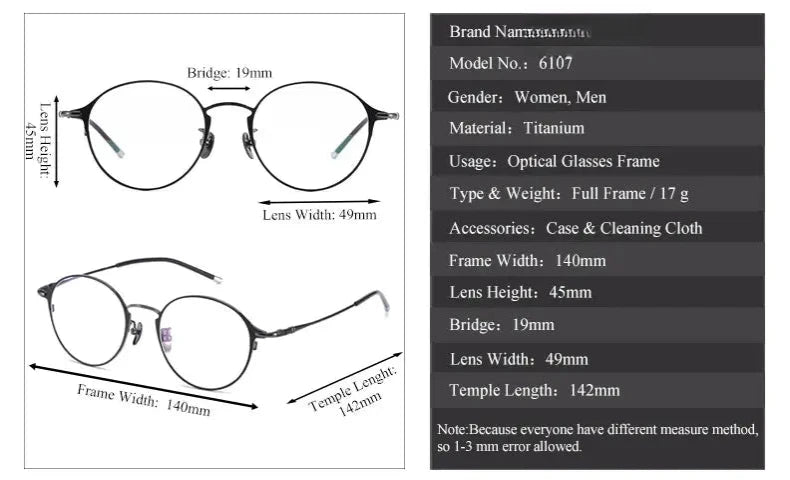 Women's Round Full Rim Titanium Prescription Glasses 316107 — view 2 | Rx Spectacle