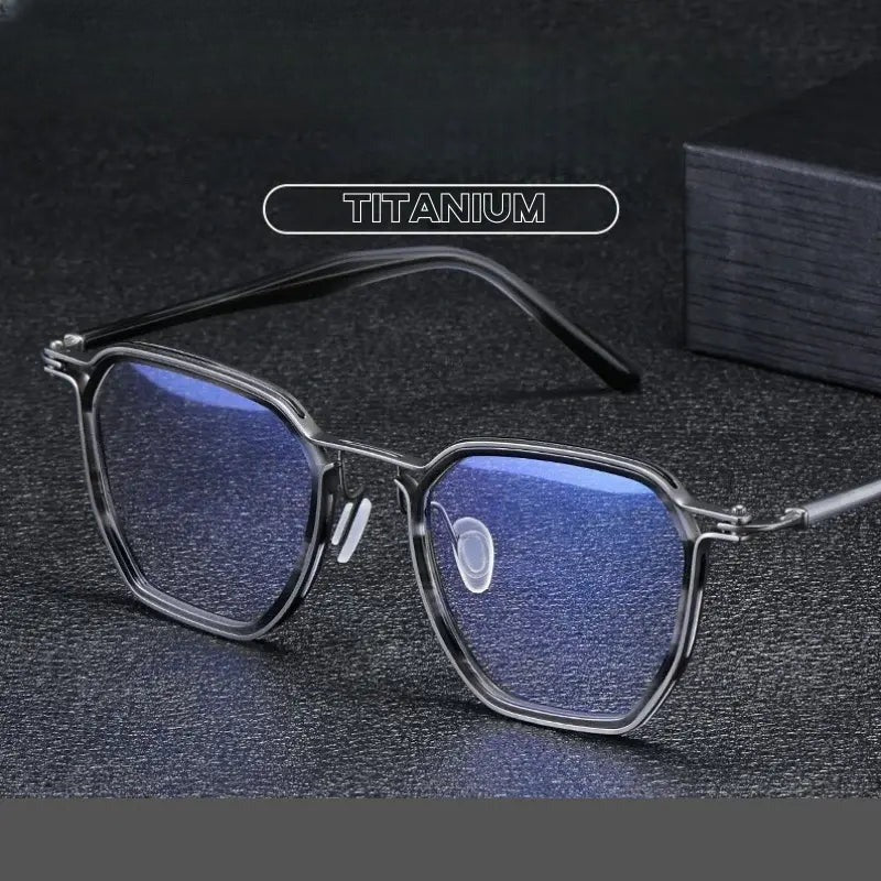 Unisex Polygon Full Rim Titanium Oversized Prescription Glasses 725867 — view 1 | Rx Spectacle