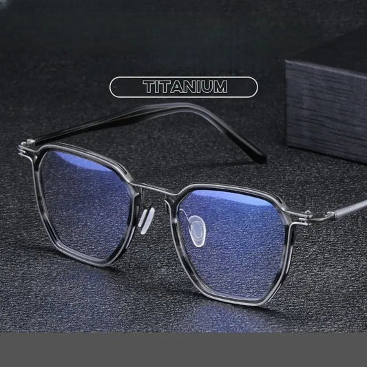 Unisex Polygon Full Rim Titanium Oversized Prescription Glasses 725867 — view 1 | Rx Spectacle