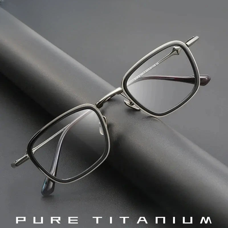 Unisex Square Full Rim Titanium Prescription Glasses M81224 — view 1 | Rx Spectacle