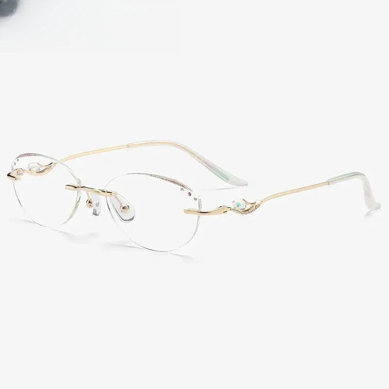 Women's Oval Rimless Titanium Prescription Glasses 352053 — view 3 | Rx Spectacle