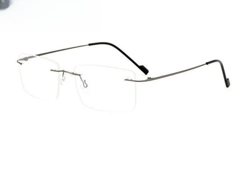 Unisex Square Rimless Titanium Prescription Glasses 763 — view 5 | Rx Spectacle