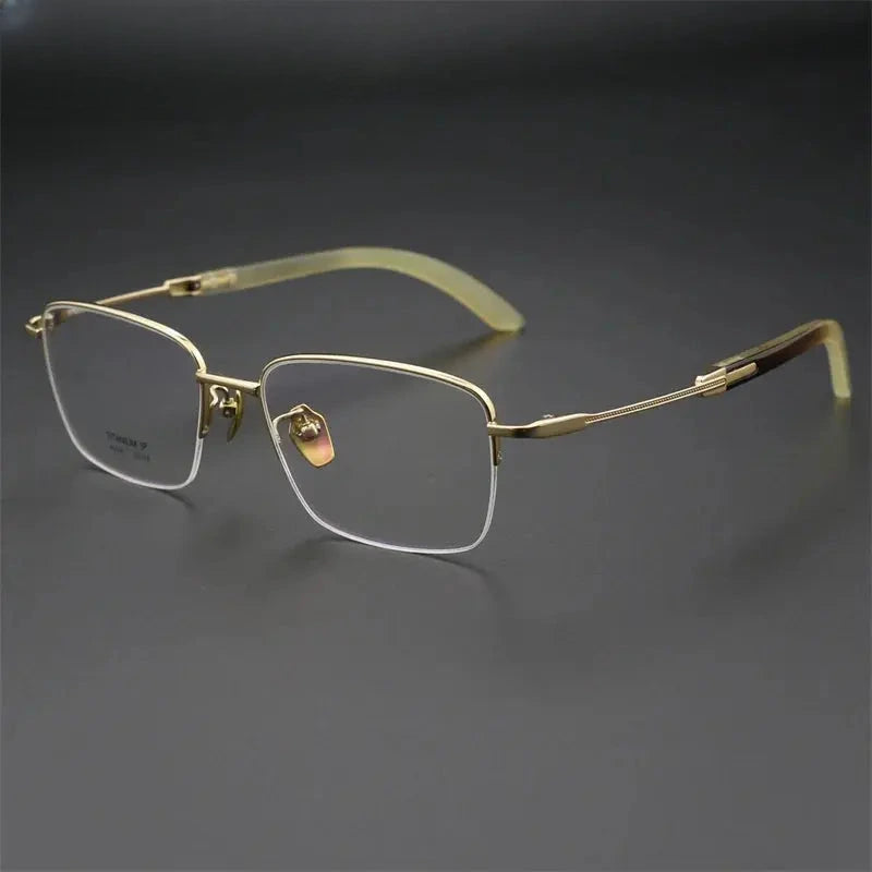 Unisex Square Semi-Rimless Titanium Prescription Glasses 312326 — view 5 | Rx Spectacle