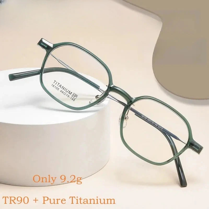 Unisex Polygon Full Rim Titanium Prescription Glasses Y16105 — view 1 | Rx Spectacle