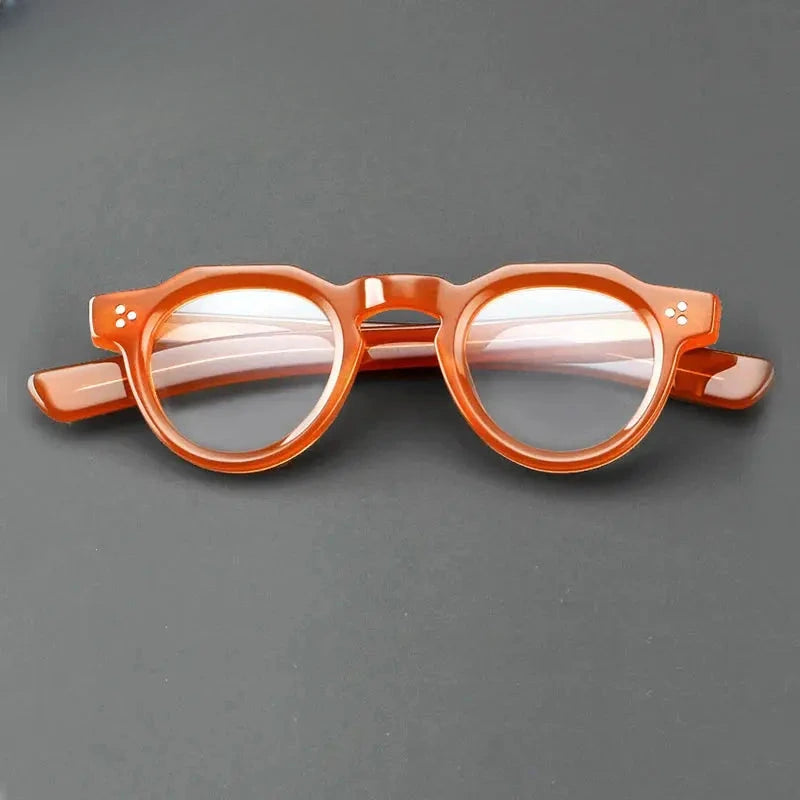 Unisex Round Full Rim Acetate Flat Top Prescription Glasses Y4341 — view 1 | Rx Spectacle