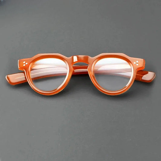 Unisex Round Full Rim Acetate Flat Top Prescription Glasses Y4341 — view 1 | Rx Spectacle