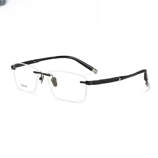 Men's Square Rimless Titanium Prescription Glasses 90589 — view 1 | Rx Spectacle