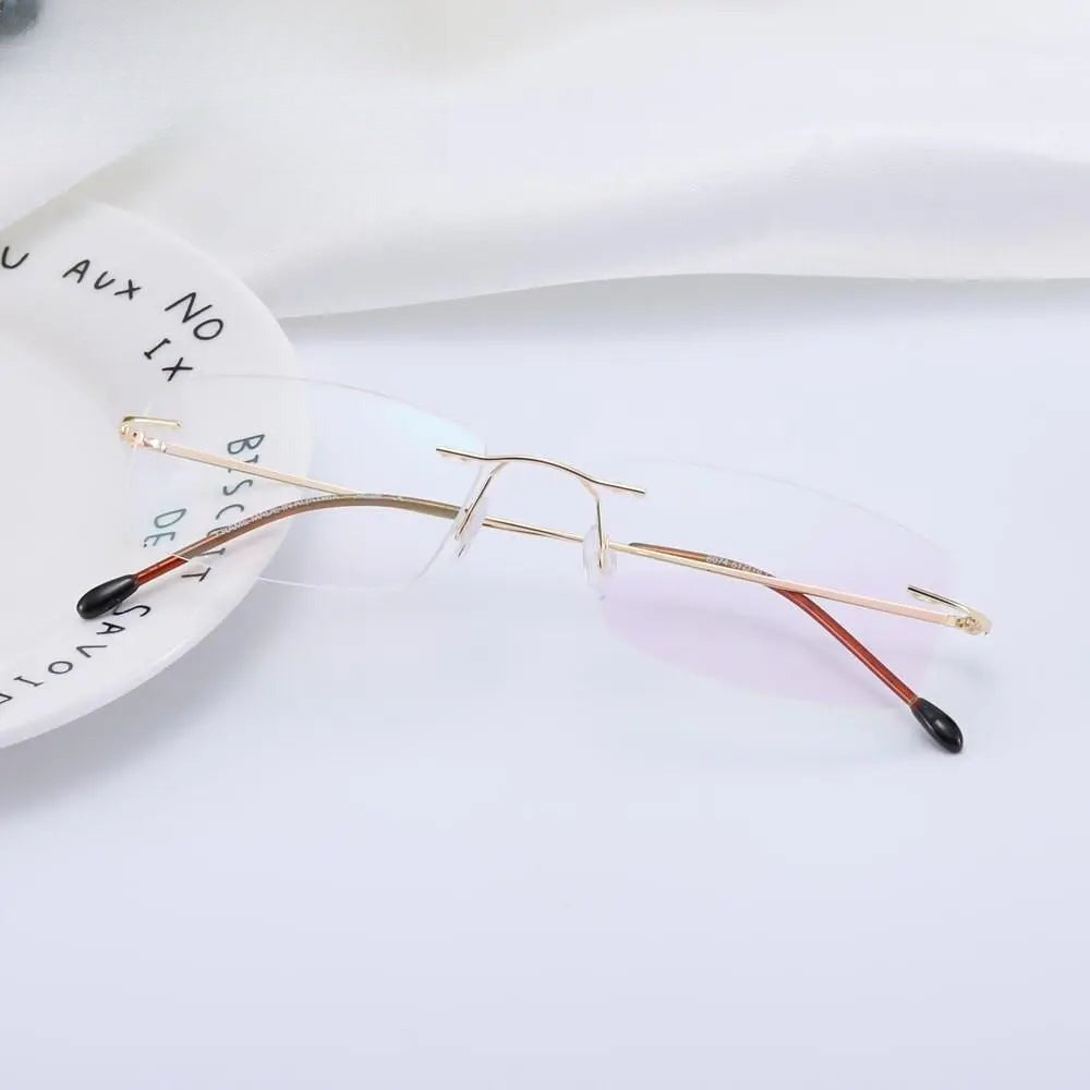 Men's Rectangular Rimless Titanium Prescription Glasses 1189 — view 14 | Rx Spectacle