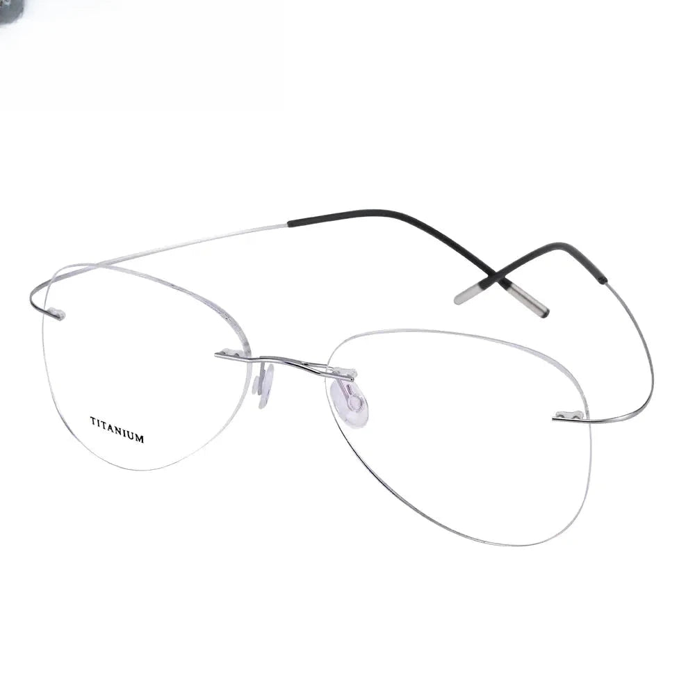 Unisex Oval Rimless Titanium Prescription Glasses 200024 — view 10 | Rx Spectacle