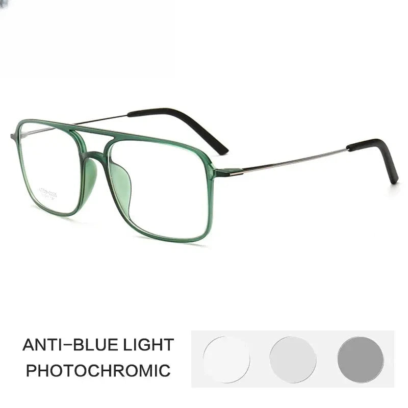 Women's Square Full Rim Titanium Double Bridge Reading Glasses G2235 — view 4 | Rx Spectacle