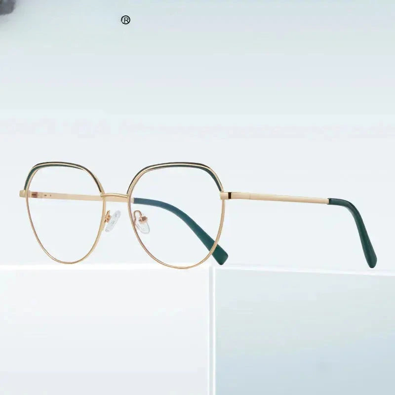 Unisex Round Full Rim Titanium Flat Top Reading Glasses 3098 — view 3 | Rx Spectacle