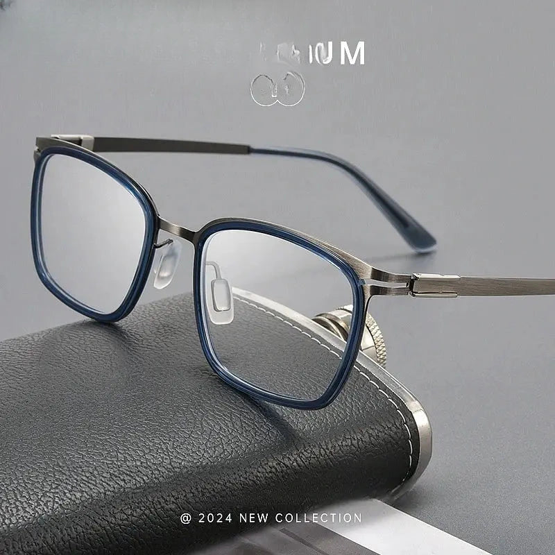 Unisex Square Full Rim Titanium Prescription Glasses Y7910 — view 2 | Rx Spectacle