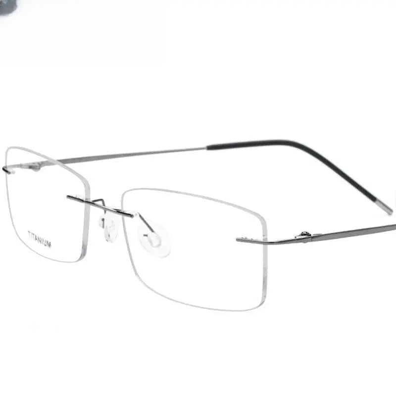 Men's Rectangular Rimless Titanium Prescription Glasses 3127 — view 11 | Rx Spectacle