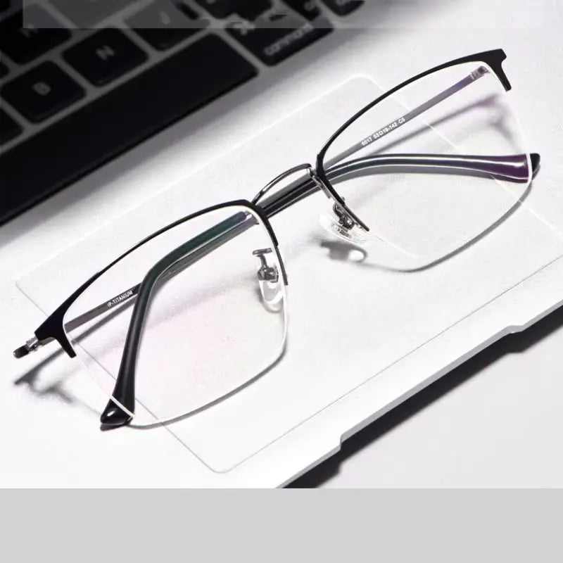 Women's Square Semi-Rimless Titanium Prescription Glasses 80179 — view 1 | Rx Spectacle