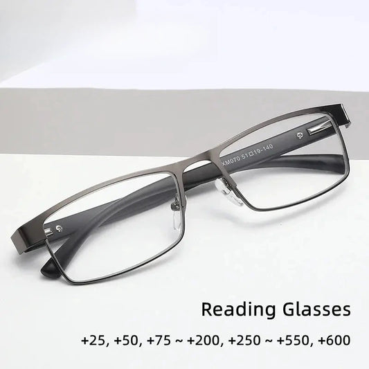Men's Square Full Rim Stainless Steel Reading Glasses 429070 — view 1 | Rx Spectacle