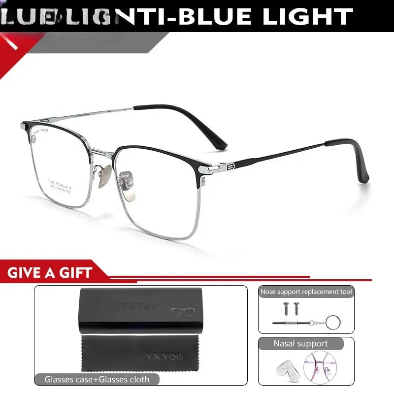 Unisex Square Full Rim Titanium Reading Glasses 80072 — view 3 | Rx Spectacle