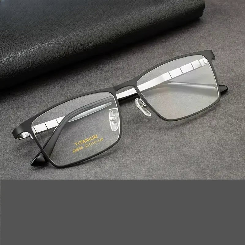 Men's Square Full Rim Titanium Prescription Glasses 89696 — view 1 | Rx Spectacle