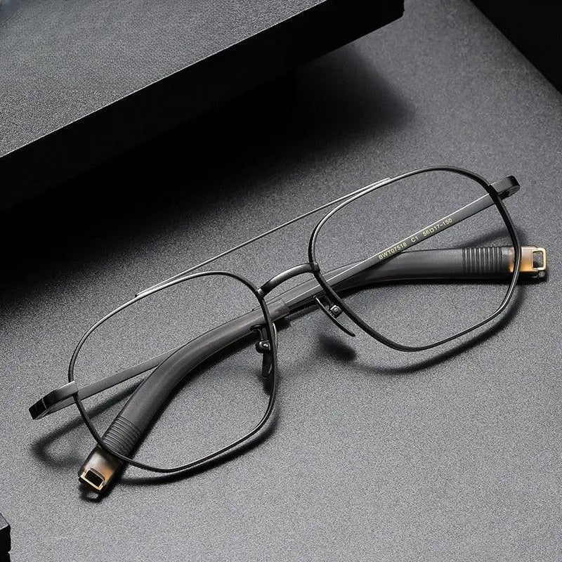 Men's Polygon Full Rim Titanium Double Bridge Prescription Glasses 07518 — view 1 | Rx Spectacle