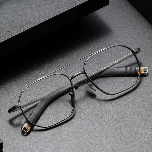 Men's Polygon Full Rim Titanium Double Bridge Prescription Glasses 07518 — view 1 | Rx Spectacle