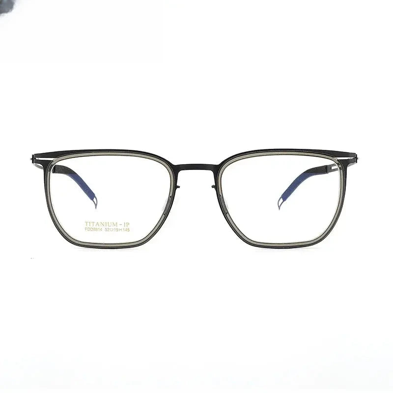 Unisex Square Full Rim Titanium Prescription Glasses 8814 — view 2 | Rx Spectacle
