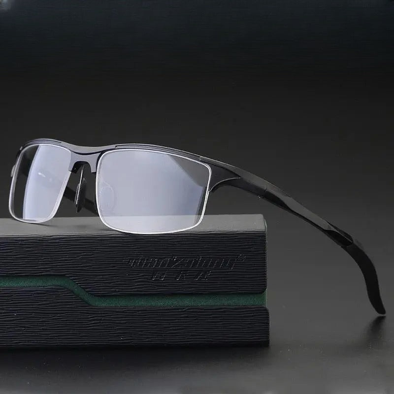 Men's Square Semi-Rimless Alloy Prescription Glasses L8177 — view 1 | Rx Spectacle