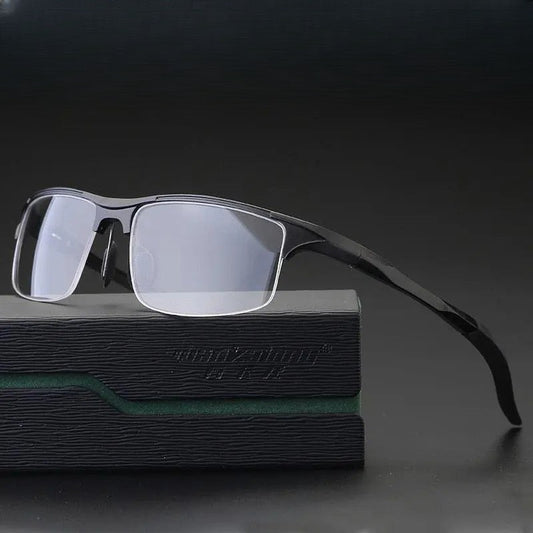 Men's Square Semi-Rimless Alloy Prescription Glasses L8177 — view 1 | Rx Spectacle