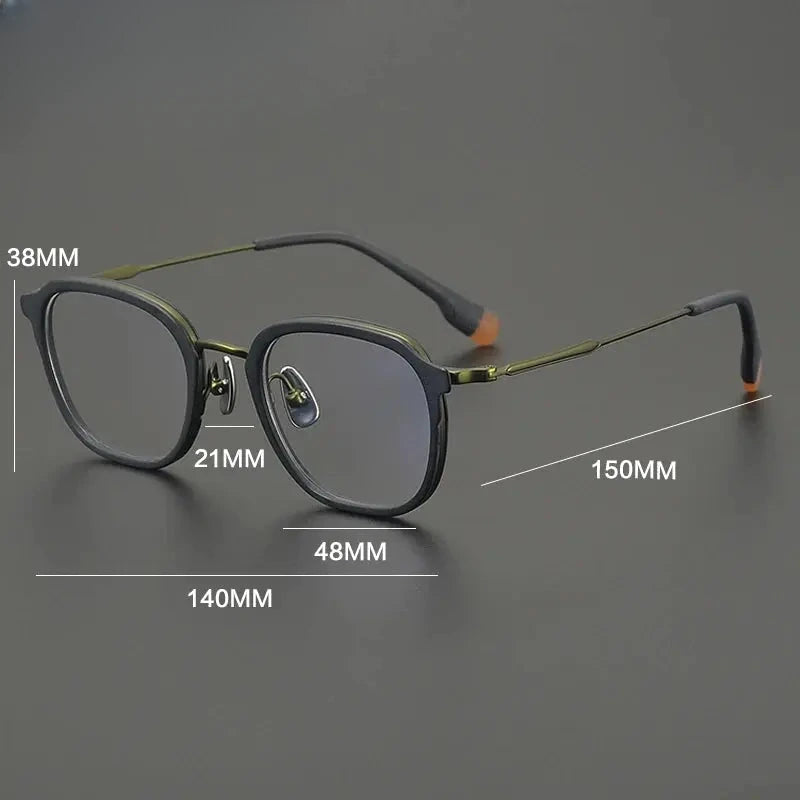 Unisex Square Full Rim Titanium Prescription Glasses Gxyj2805 — view 2 | Rx Spectacle