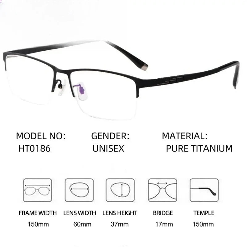 Men's Square Semi-Rimless Titanium Oversized Prescription Glasses 880186 — view 2 | Rx Spectacle