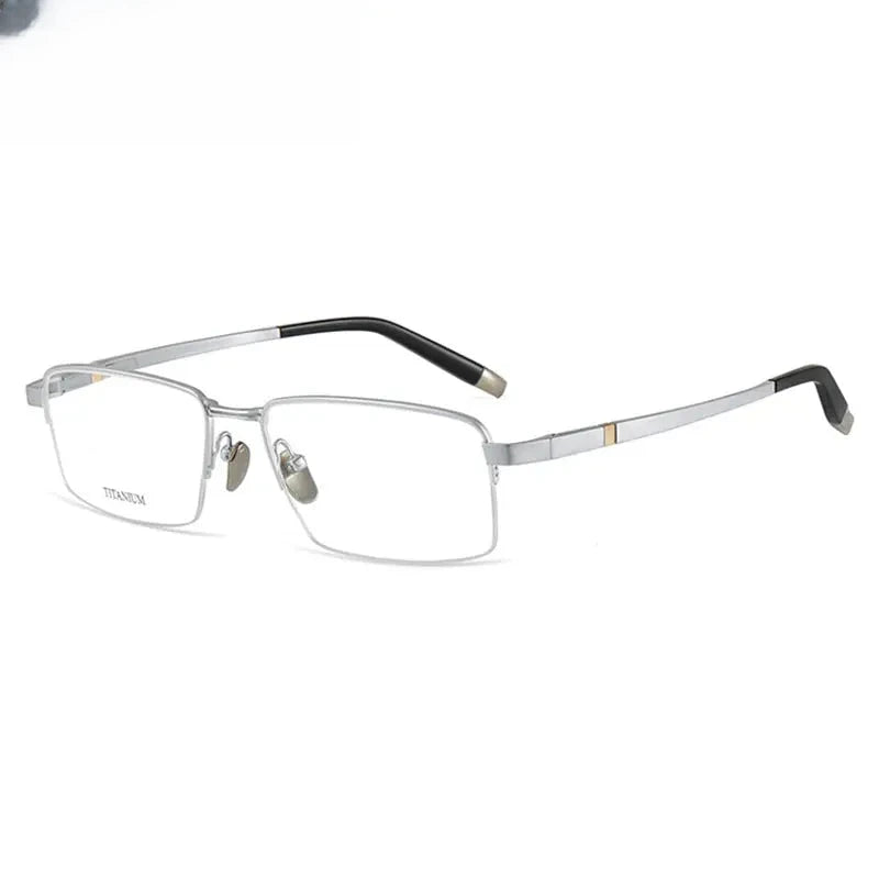 Men's Square Semi-Rimless Titanium Oversized Prescription Glasses 409089 — view 3 | Rx Spectacle