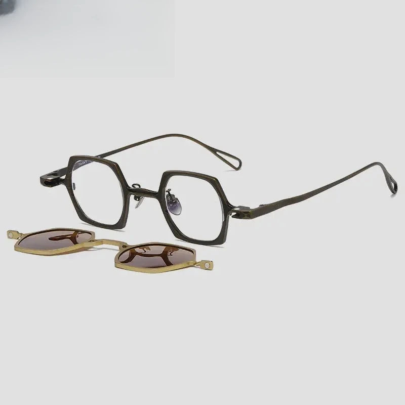 Unisex Polygon Full Rim Titanium Clip-On Prescription Glasses 1511 — view 8 | Rx Spectacle
