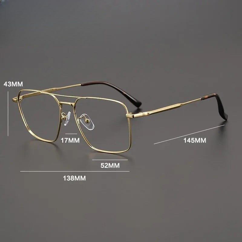Unisex Square Full Rim Alloy Double Bridge Prescription Glasses Gxyj991 — view 5 | Rx Spectacle