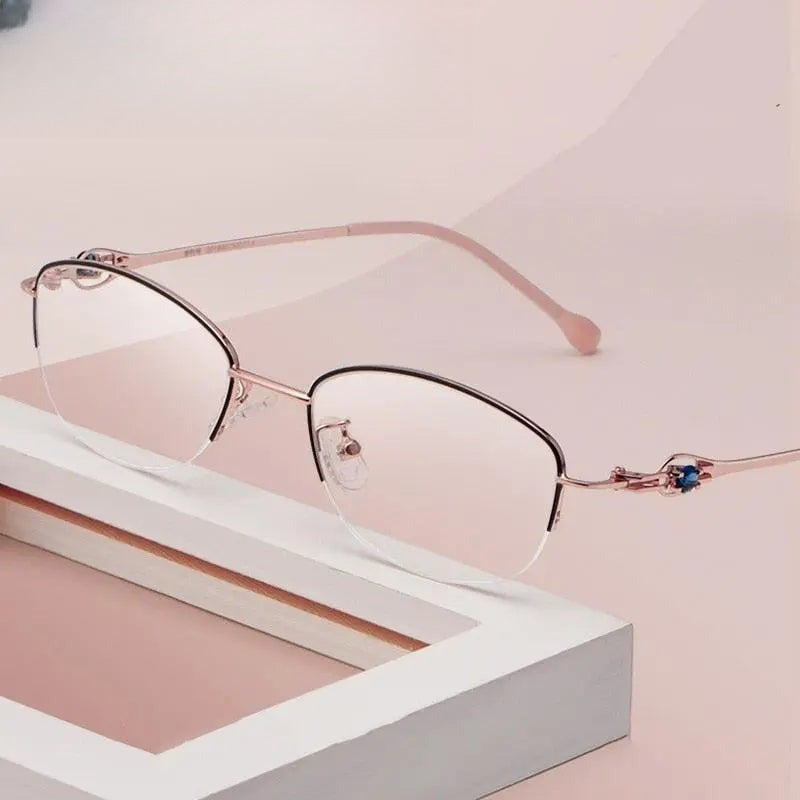 Women's Semi-Rimless Alloy Prescription Glasses 8020Z — view 1 | Rx Spectacle