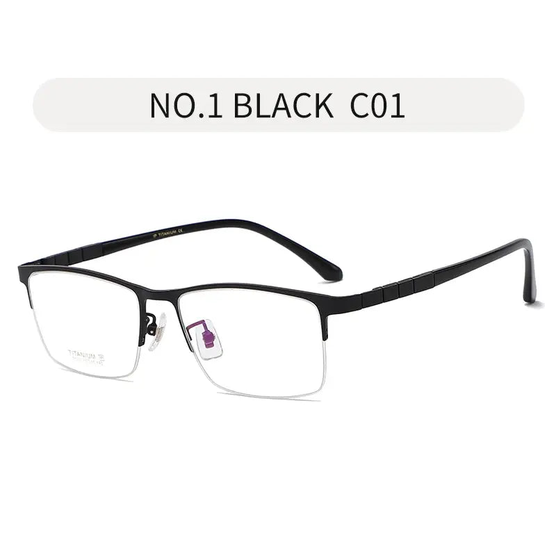 Unisex Square Semi-Rimless Titanium Prescription Glasses 371075 — view 5 | Rx Spectacle