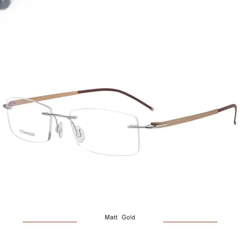 Unisex Square Rimless Titanium Screwless Prescription Glasses 5001 — view 7 | Rx Spectacle