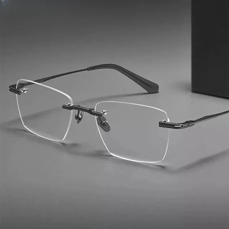 Men's Polygon Rimless Titanium Prescription Glasses 80957 — view 1 | Rx Spectacle