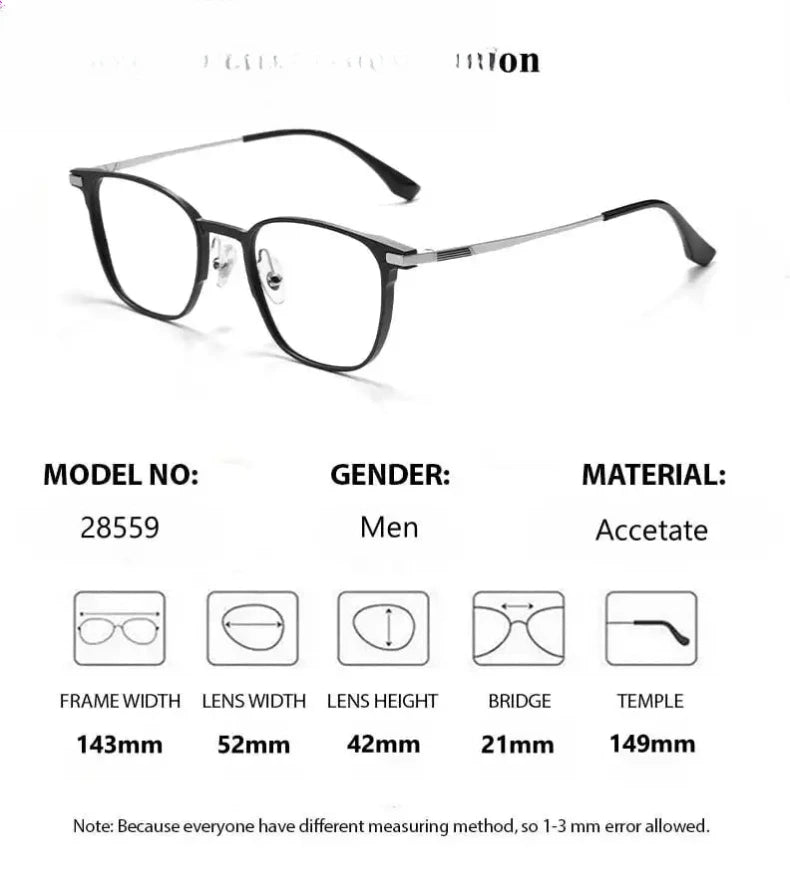 Men's Square Full Rim Titanium Prescription Glasses 28559 — view 2 | Rx Spectacle