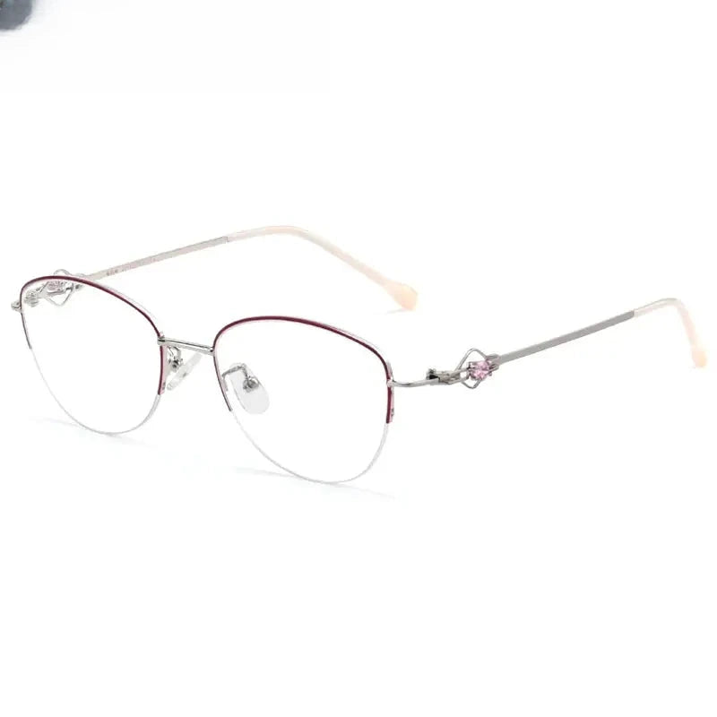 Women's Oval Semi-Rimless Stainless Steel Prescription Glasses 80254 — view 4 | Rx Spectacle