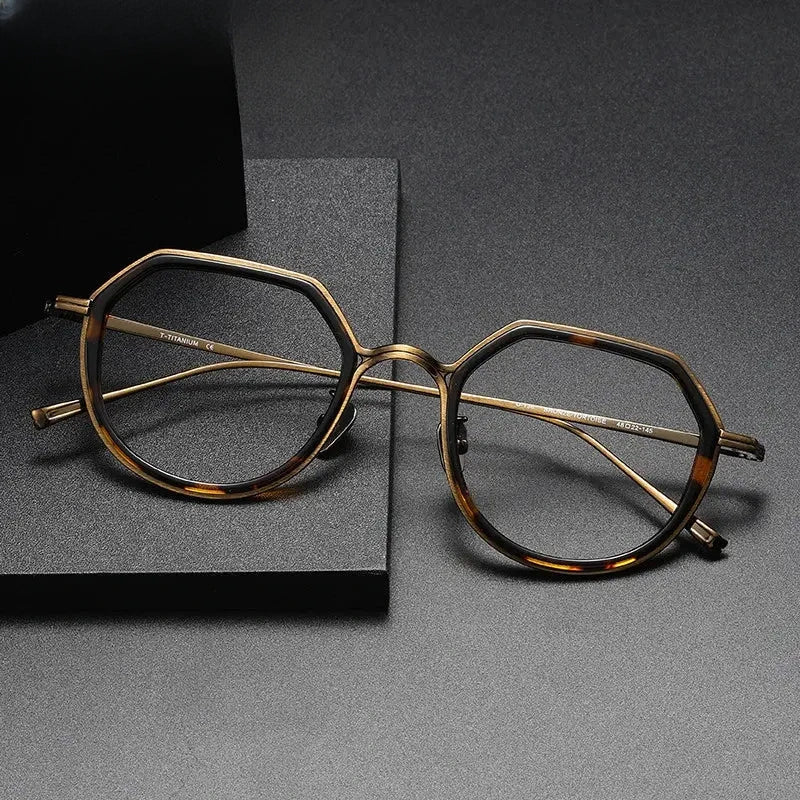 Unisex Polygon Full Rim Titanium Prescription Glasses U136 — view 1 | Rx Spectacle