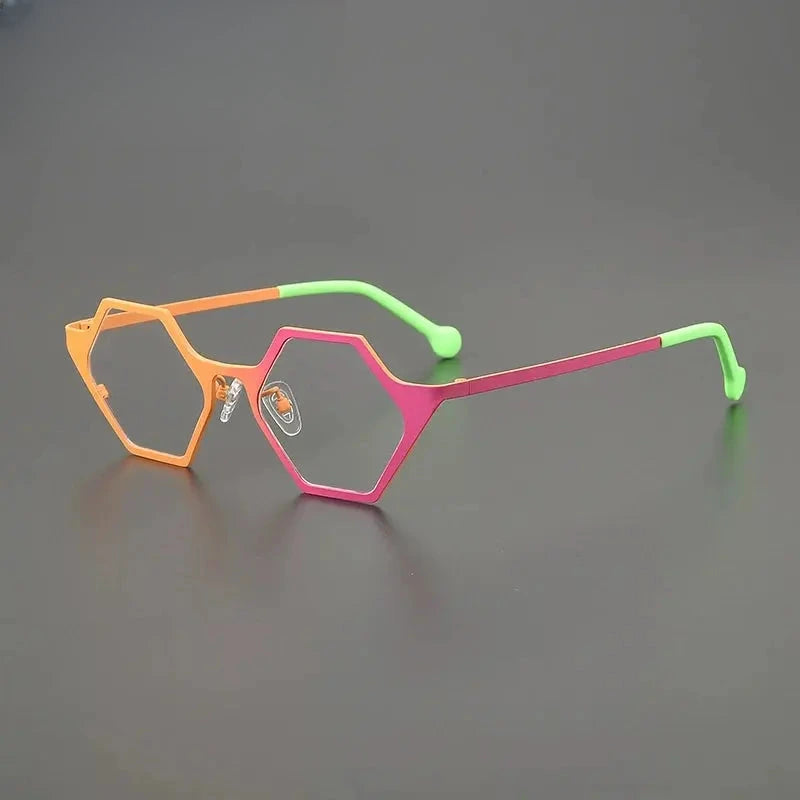 Women's Polygon Full Rim Titanium Prescription Glasses G85881 — view 3 | Rx Spectacle