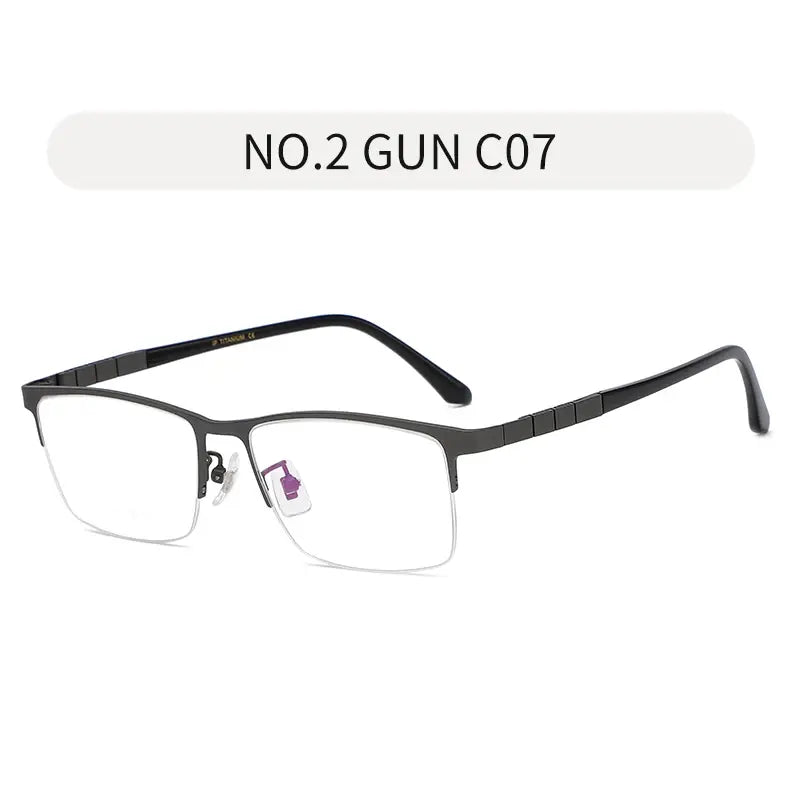 Unisex Square Semi-Rimless Titanium Prescription Glasses 371075 — view 4 | Rx Spectacle