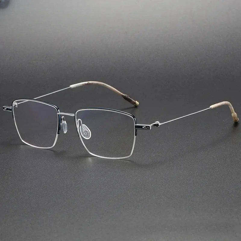Unisex Polygon Semi-Rimless Titanium Prescription Glasses 202307 — view 4 | Rx Spectacle