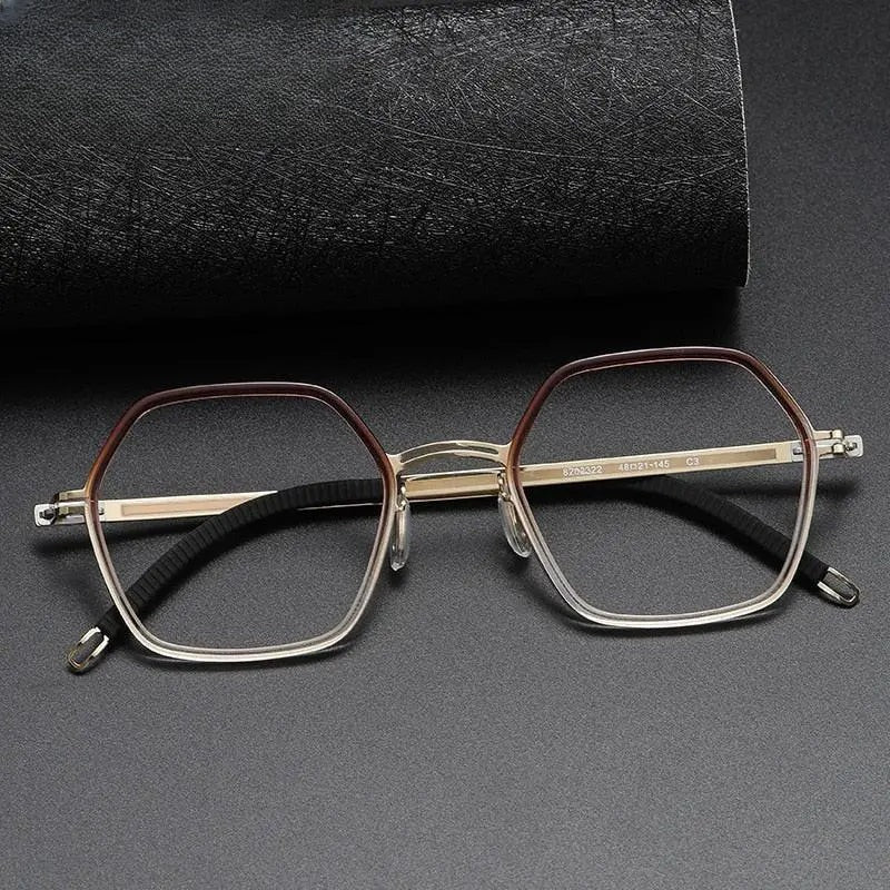 Unisex Polygon Full Rim Titanium Prescription Glasses 8202322 — view 1 | Rx Spectacle