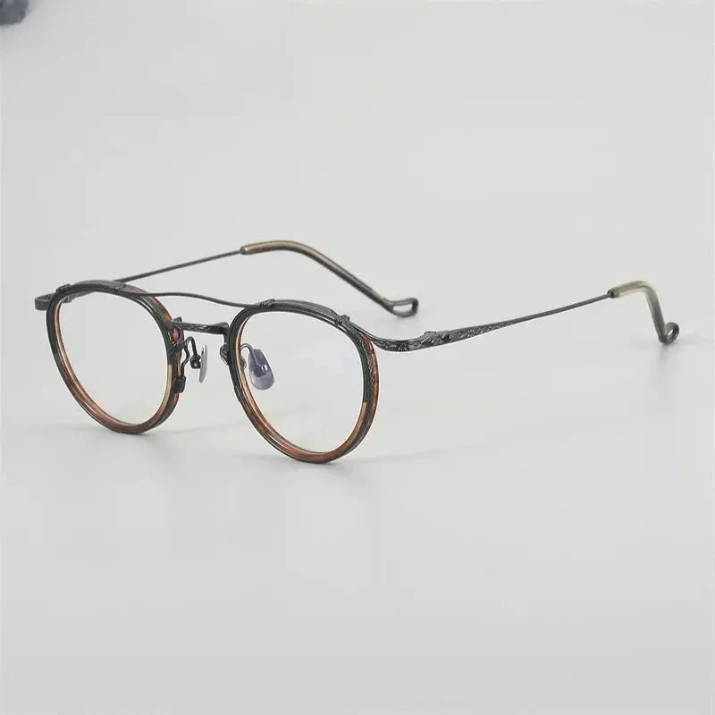 Unisex Oval Full Rim Titanium Double Bridge Prescription Glasses 881715 — view 5 | Rx Spectacle